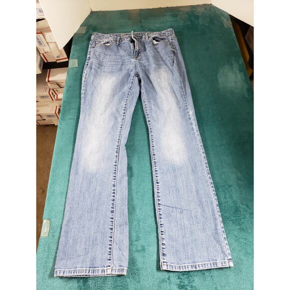 Mossimo Jeans Size 8 Womens Blue Stretch Denim Pants Ladies Mid Rise Bootcut - Picture 2 of 11